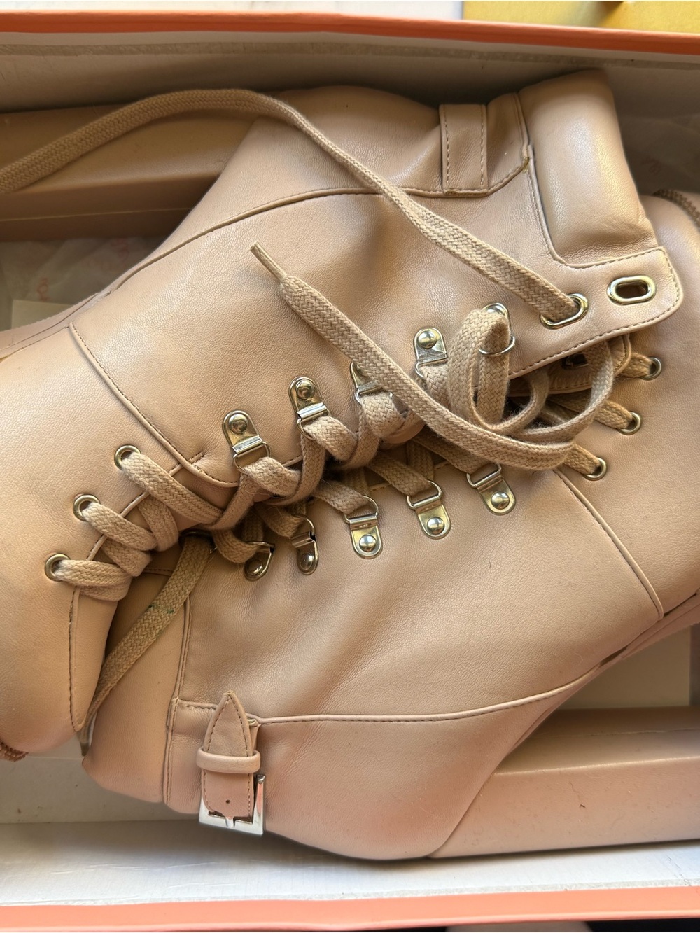 Dolls Kill Nude Platform Combat Boots Chunky